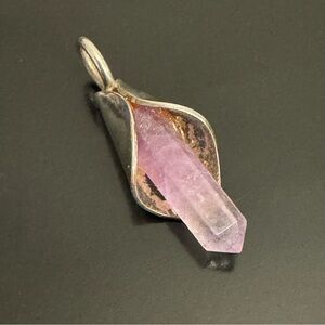 Sterling Silver Amethyst Crystal Pendant Calla Lily Setting Dainty Charm